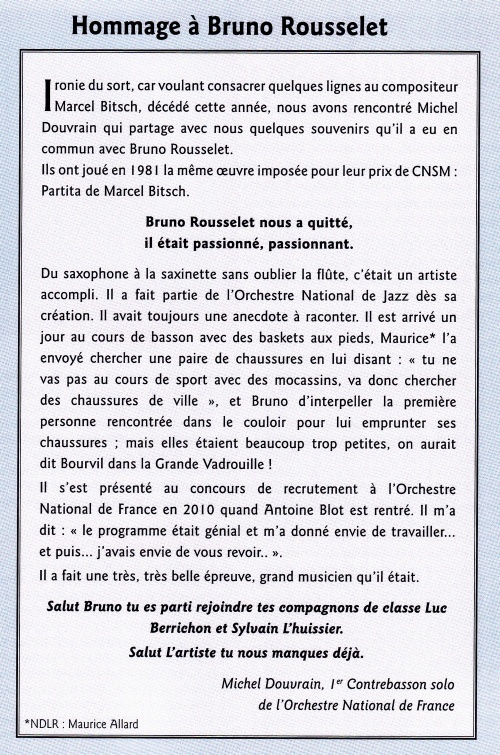 Un très bel hommage à Bruno Rousselet par Alexandre Ouzounoff....