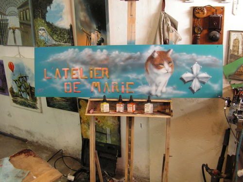 peinture a l'aéro pour Marie< support en alu 100x40>