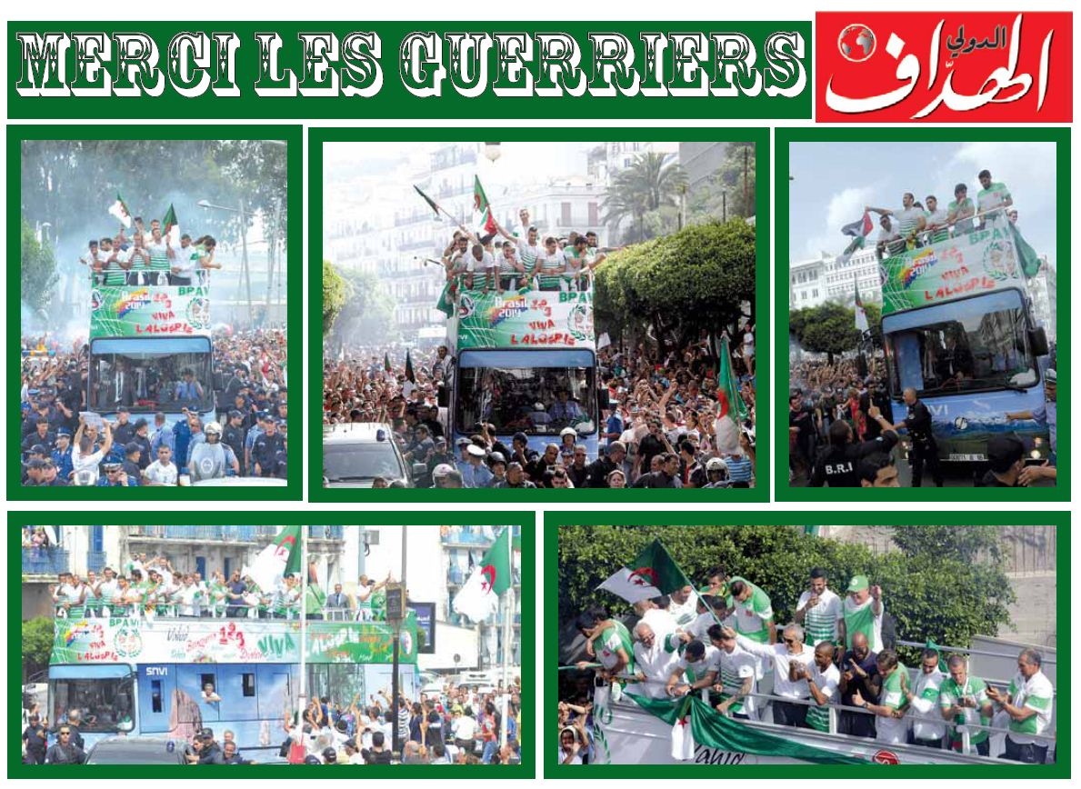 Mercredi 2.7.2014 parade de l\'EN dans les rues d\'Alger après le mundial 2014
