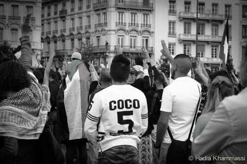 Rassemblement en soutien à Gaza et au peuple palestinien à Lyon. Photo Hadia Khammasi 