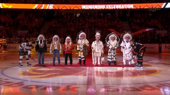 Flames start Indigenous Celebration night with ceremonial puck drop, anthem  in Blackfoot