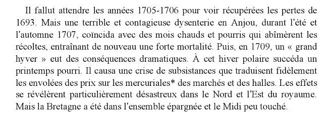 1707 en Anjou, la dysenterie fait des ravages