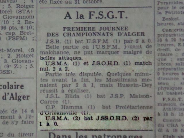 17.10.1937 premier match officiel de l\'usma