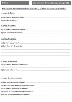 PROJET MYTHOLOGIE CM