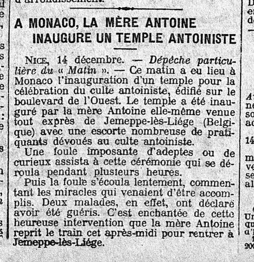 Monaco, inauguration (Le Matin, 15 déc 1913)
