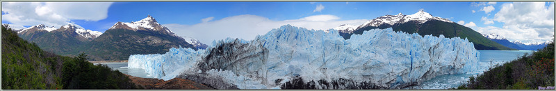 Le Cerro Perito Moreno, le glacier du même nom et le Cerro Hauthal vus des passerelles - Peninsula de Magallanes - Patagonie - Argentine