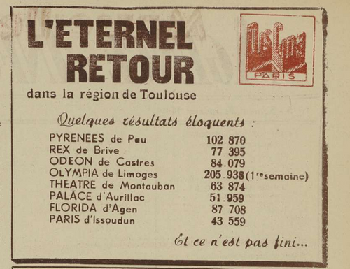 L'ETERNEL RETOUR - SORTIE PARIS LE 13 OCTOBRE 1943