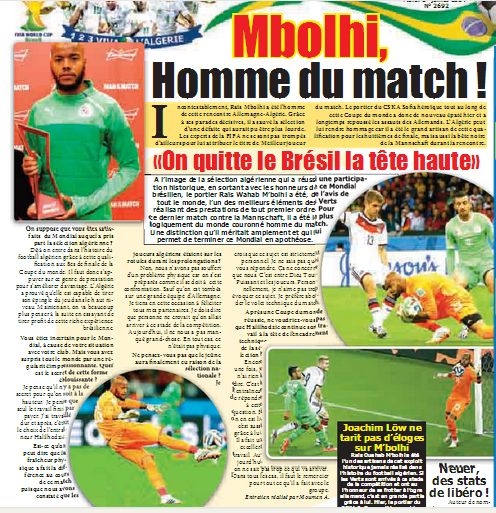 Lundi 30.6.2014 à Porto Alegre Allemagne-EN 2-1 après prolongations
