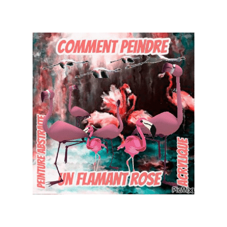 Dessin et peinture - vidéo 3847 : Peindre un flamant rose tout en abstraction - acrylique