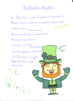 St Patrick's menu