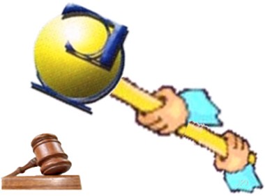Le marteau logo écrase le marteau du juge