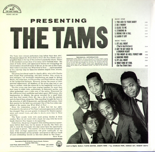 The Tams : Album " Presenting " ABC-Paramount Records ABCS-481 [ US ]