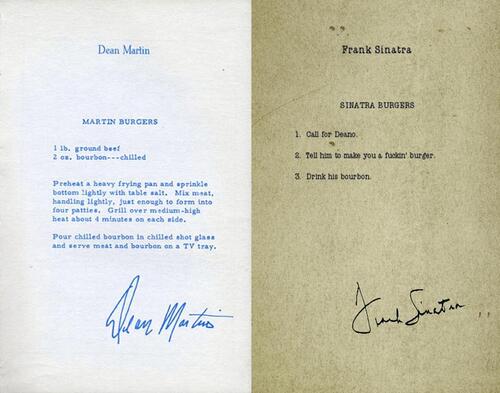 Frank Sinatra and Dean Martin share recipes