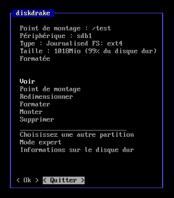 Créer une partition sur /dev/sdb et la formater en ext4