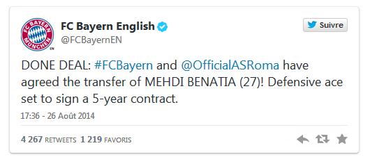 C'est officiel Benatiya signe pour le Bayern