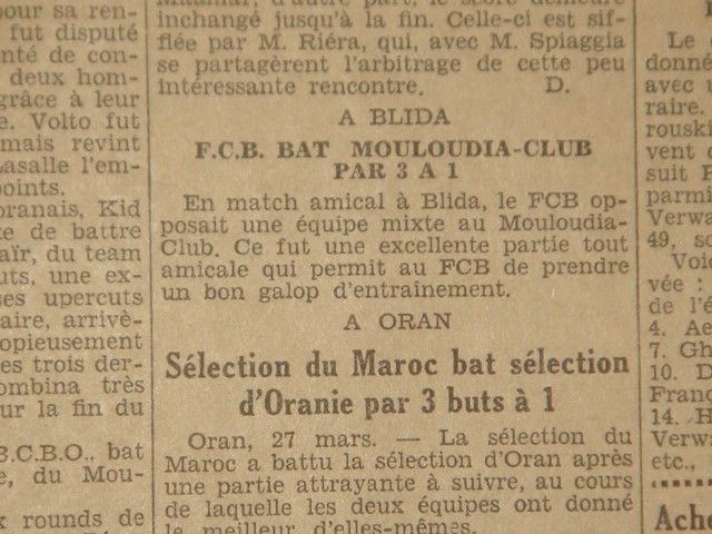 27.3.1932 à Blida amical FCB-MCA 3-1