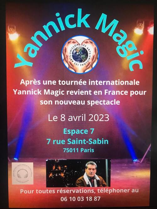 Intervention de tours de magie le 8 Avril, 7 rue St Sabin à Paris 75011. Venez nombreux....