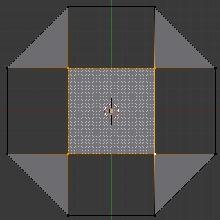 Les 4 vertices du carré sont sélectionnées