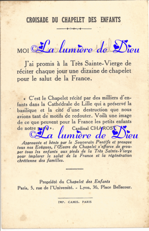 Croisade du chapelet des enfants pour la France