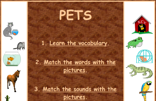 Pets vocabulary games