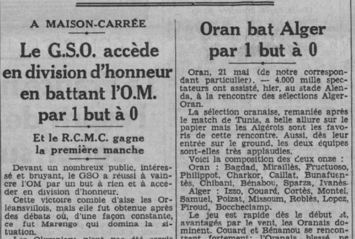 21.5.1939 Oran-Alger 1-0 photos des deux équipes