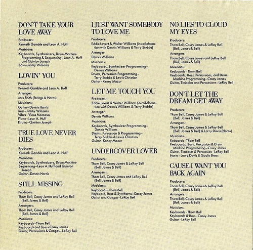 1987 : The O'Jays : Album " Let Me Touch You " Philadelphia International Records ST 53036 [ US ]