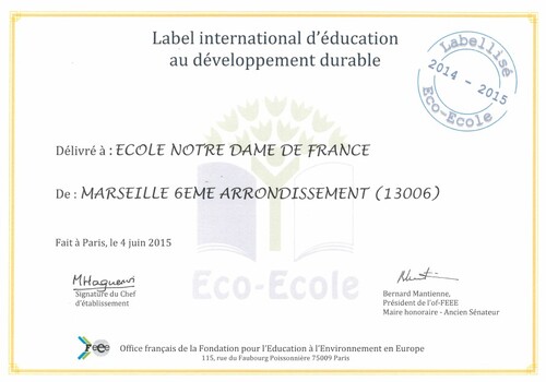 Label international d'éducation au développement durable 2015