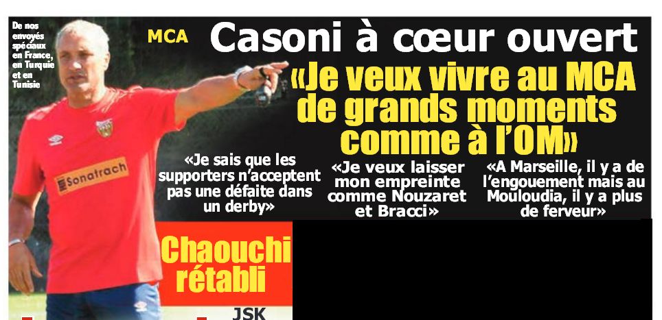 Casoni parle du Mouloudia