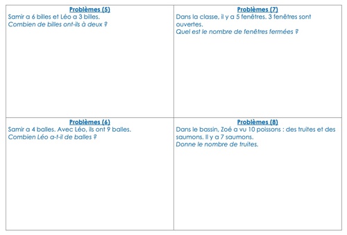 Différenciation niveau CP : Problèmes adaptés n°5 à 8