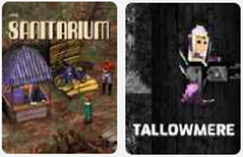 Les affiches du jeu « Sanitarium » et « Tallowmere »