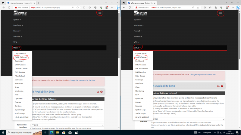 Cluster de Pfsense (VIP CARP)