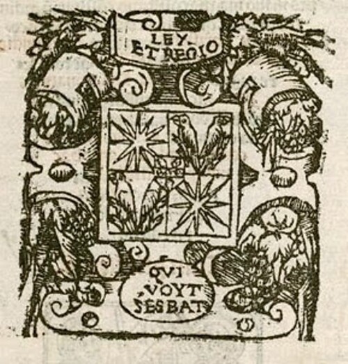 Ex-libris de Jacques Thibout (1402-1555), seigneur de Quantilly (Cher), notaire et secrétaire du Roi 