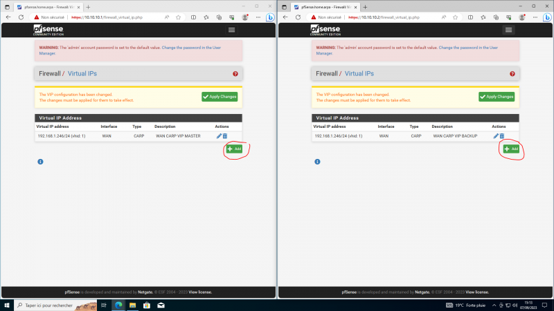 Cluster de Pfsense (VIP CARP)