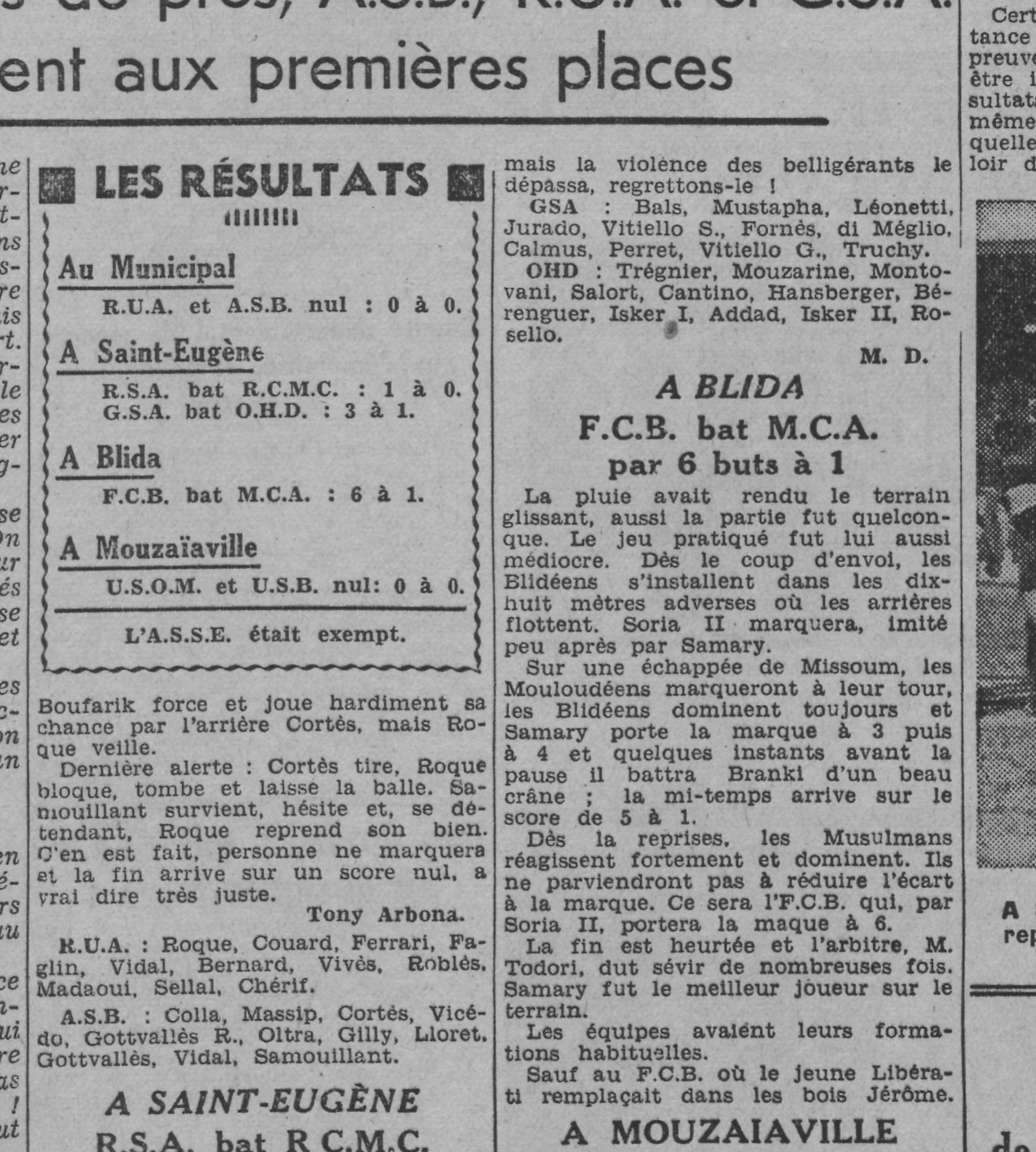8.12.1940 à Blida FCB-MCA 6-1