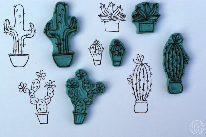Défi gravure 34/52 - Tampons cactus !