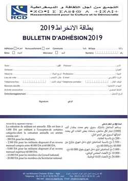 Bulletin d'adhésion 2019