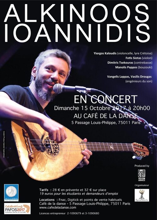 Alkinoos Ioannidis à Paris au café de la danse le 15 octobre 2017