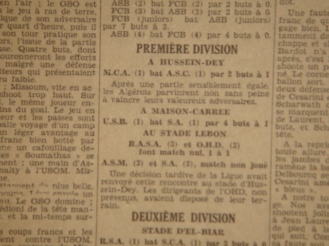Dimanche 10.4.1932 au stade Lebon  MCA-AS Castiglione 2-1