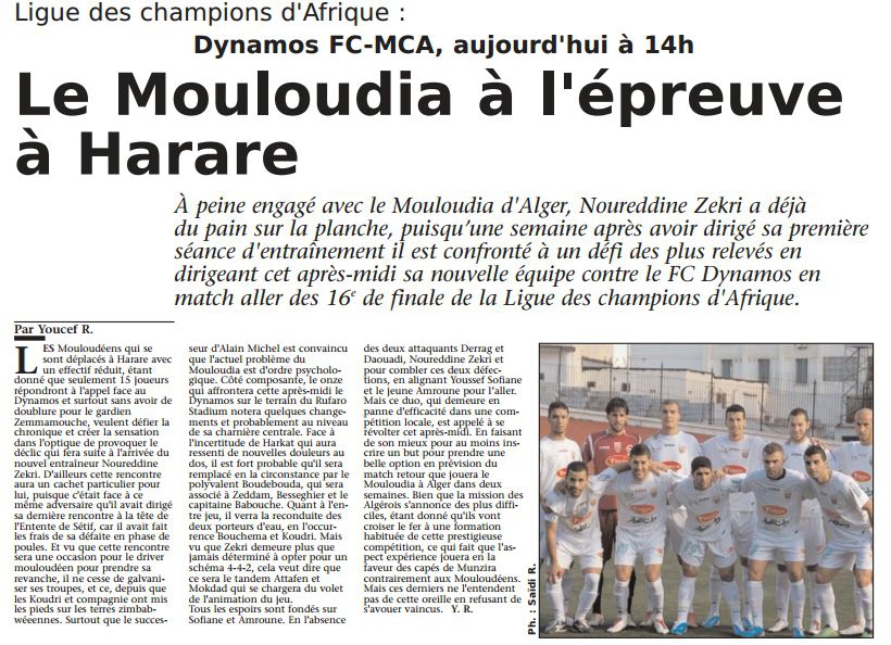 Dim 20.3.2011 à Harare Champ League Africaine Dynamos-MCA