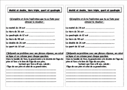 exercices sur moitié, tiers, quart, double, triple et quadruple