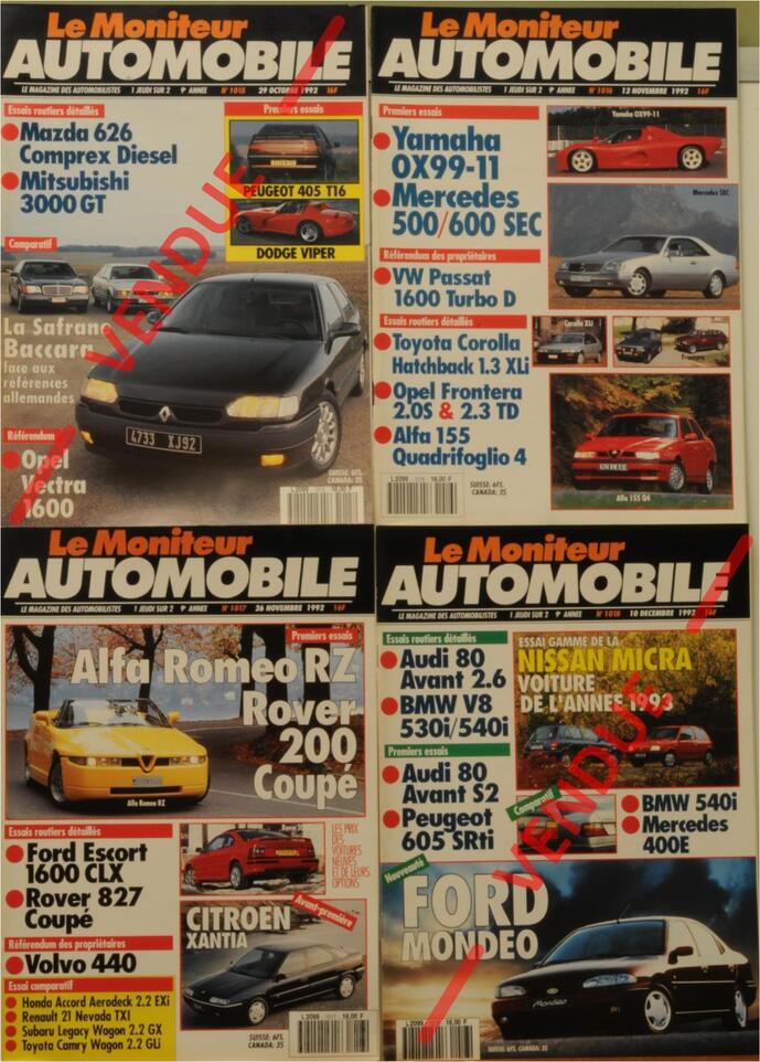 Le moniteur automobile - année 1992 (n°1011 à 1019)