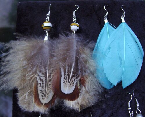 Boucles d'oreilles en plumes de style country