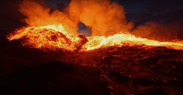 Eruption islandaise vue par un drone ...