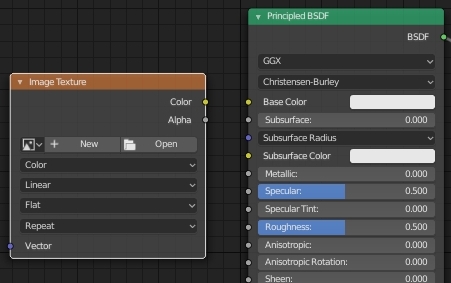 Amener le node Image Texture à gauche du node Principled BSDF