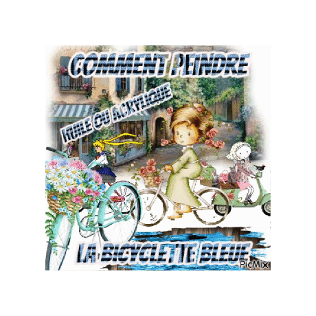 Dessin et peinture - vidéo 3614 : Comment peindre la bicyclette bleue fleurie ? - acrylique ou huile.