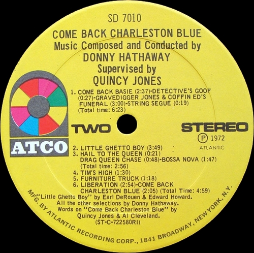 Donny Hathaway : Album " Come Back Charleston Blue (Original Motion Picture Soundtrack) " Atco Records SD 7010 [ US ]