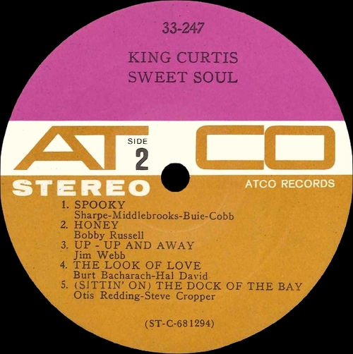 King Curtis : Album " Sweet Soul " Atco Records SD 33-247 [ US ]