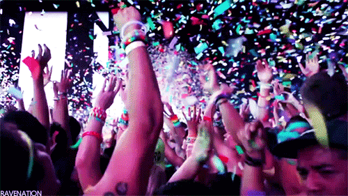 fete soiree party danser concert confettis Image, GIF animé
