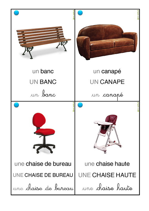 Vocabulaire des chaises