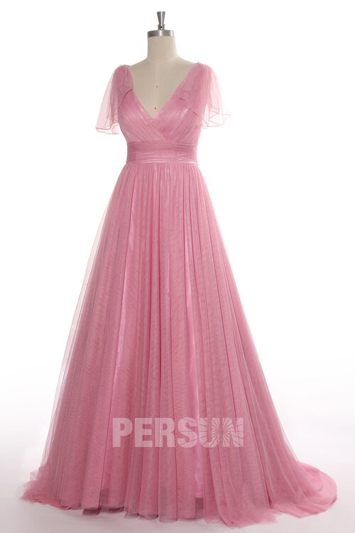 Robe mariée rose plissé à coupe bohème